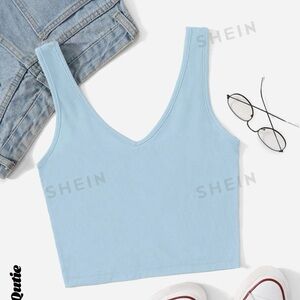 SHEIN Qutie Solid Rib-knit Tank Tops